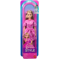 Barbie: Fashionista Prijateljice - stilska modna lutka u ružičastoj haljini s uzorkom marame - Mattel