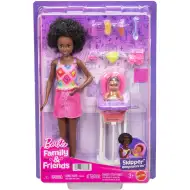 Barbie lutka u ružičastoj haljini, set za igru dadilje – Mattel