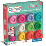 Clemmy: Šarene mekane kocke za slaganje s figuricom jednoroga, set od 10 komada - Clementoni