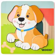Drvena puzzle s motivom psa, 5 komada - Woodyland