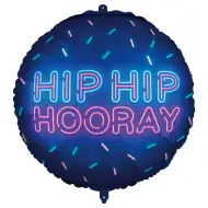 Folija balon – natpis „HIP HIP HOORAY” u neon boji, 46 cm
