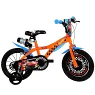 Hot Wheels 14” dječji bicikl s držačem za bocu i pomoćnim kotačićima u narančasto-crnoj boji – Dino Bikes bicikl