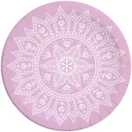 Mandala ljubičasto-bijeli set papirnatih tanjura 8 komada, 23 cm
