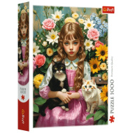 Puzzle od 1000 komada - Djevojka s mačićima - Trefl