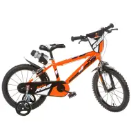 R88 dječji bicikl 16” s držačem za bočicu i pomoćnim kotačima u narančasto-crnoj boji – Dino Bikes bicikl