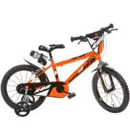 R88 dječji bicikl od 14” s držačem za bocu i pomoćnim kotačićima, narančasto-crne boje – Dino Bikes bicikl