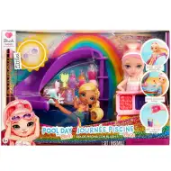 Rainbow High: Igrački set za bazensku zabavu s lutkom Blush Parker