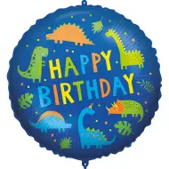 Rođendanski folija balon – s natpisom „Happy Birthday”, s uzorkom dinosaura, 46 cm
