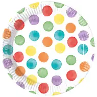 Šareni papirnati tanjuri s točkicama, set od 8 komada, 23 cm