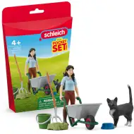 Schleich: Set za čišćenje staje s mačkom (42747)