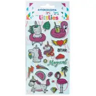 The Littlies: Čudesni Jednorozi 3D pufasti set naljepnica na listu 10x22cm