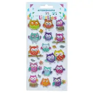 The Littlies: Set 3D pufastih naljepnica s uzorkom sove, 10x22 cm