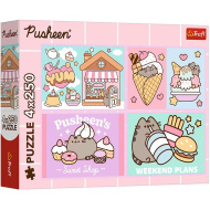 Upoznajte mačku Pusheen — puzzle 4 x 250 kom. - Trefl