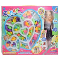 Candy PopBead: Set perli za izradu nakita od 143 komada s lutkom, perlama u boji, prstenjem i dodaci