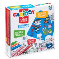 Junaci dvostrane puzzle sa 12 flomastera - Carioca