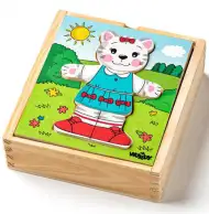 Mačka koja se odijeva drvene puzzle 18kom - Woodyland