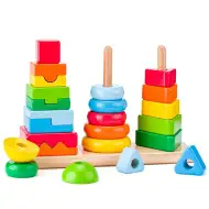 Montessori set igračaka za izgradnju drvenog tornja - Woodyland