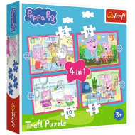 Peppa prase - 4 u 1 puzzle od 12, 15, 20 i 24 dijelova - Trefl