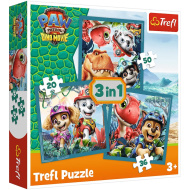 Psići u ophodnji Otok dinosaura - 3 u 1 puzzle od 20, 36 i 50 dijelova - Trefl