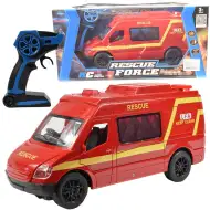 RC daljinski upravljač Crveni vatrogasni minibus sa svjetlosnim efektima 2,4 GHz 1/12 omjer 30 cm