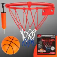 Set metalnih košarkaških prstenova s ​​mrežom u boji, loptom i pumpom, 24 cm