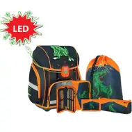 Spirit: T-Rex, 3D uzorak, LED školska torba set 5kom