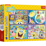 SpužvaBob neobičan svijet 4x250 dijelova puzzle - Trefl