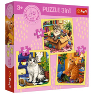 Veseli mačji trenuci 3 u 1 puzzle s 50, 36 i 20 dijelova - Trefl