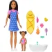 Barbie lutka u haljini s uzorkom srca, igraći set dadilje - Mattel