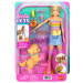 Barbie set za šetanje psa i rolanje - plavokosa lutka - Mattel
