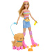 Barbie set za šetanje psa i rolanje - plavokosa lutka - Mattel