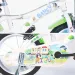 Bluey dječji bicikl 14” s držačem za bocu i pomoćnim kotačićima u bijelo-plavo-zelenoj boji – Dino Bikes bicikl
