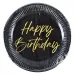 Elegantni crno-zlatni papirnati tanjuri s natpisom "Happy Birthday", set od 8 komada, 23 cm