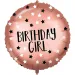 Foliijski balon za rođendan – s natpisom "Birthday Girl", ružičasto-zlatne boje sa zvjezdicama, 46 cm