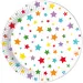 Set papirnatih tanjura s uzorkom zvijezda, 8 komada, promjera 23 cm.