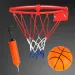 Set metalnih košarkaških prstenova s ​​mrežom u boji, loptom i pumpom, 22 cm